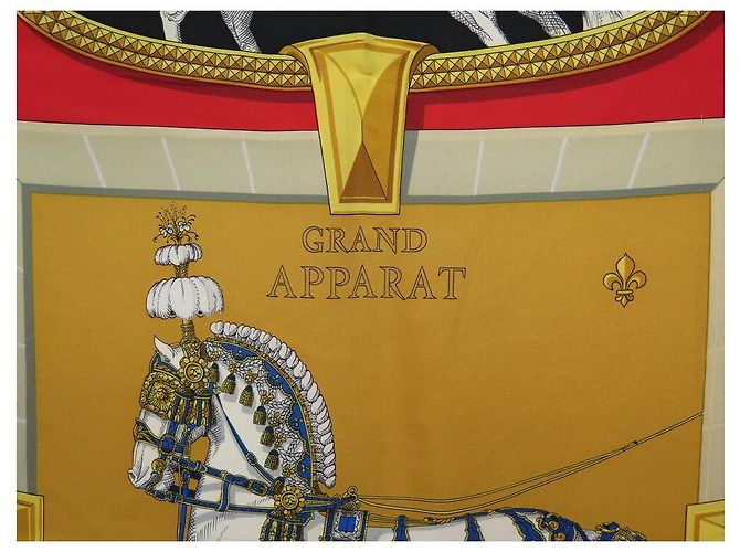 Hermès SCIARPA VINTAGE HERMES GRAND APPARAT JACQUES EUDEL CARRE 90 Sciarpa seta Nero - vista 3