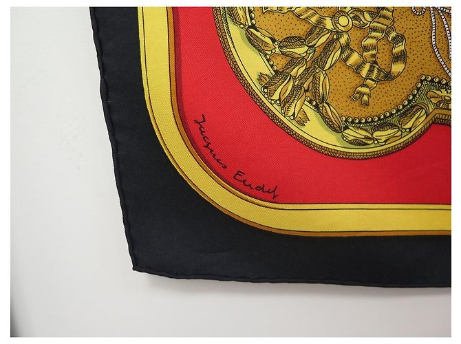 Hermès SCIARPA VINTAGE HERMES GRAND APPARAT JACQUES EUDEL CARRE 90 Sciarpa seta Nero - vista 5