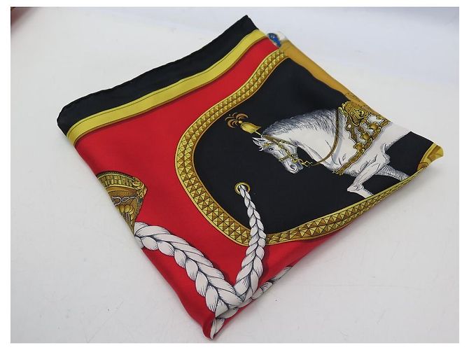 Hermès SCIARPA VINTAGE HERMES GRAND APPARAT JACQUES EUDEL CARRE 90 Sciarpa seta Nero - vista 9