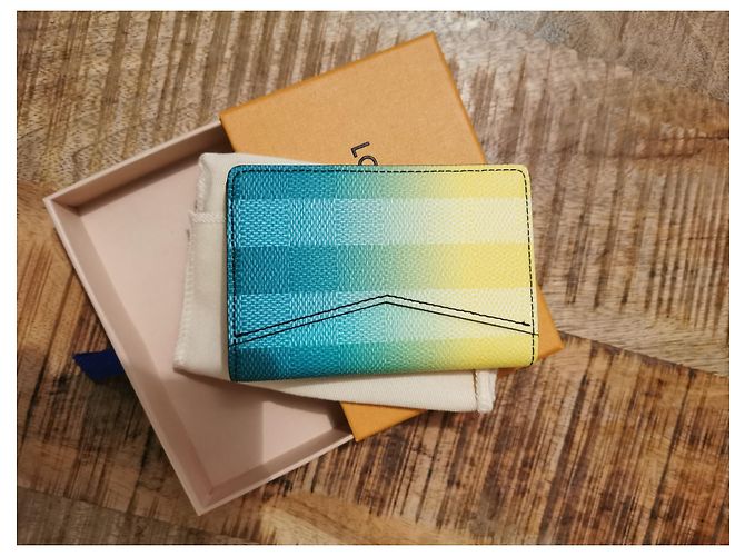 Organizzatore da tasca Louis Vuitton in pelle verde e gialla Giallo - vista 2