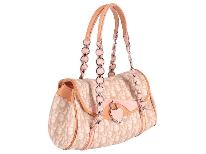 Borsa Dior Romantique Trotter con patta con monogramma in pelle rosa - vista 3