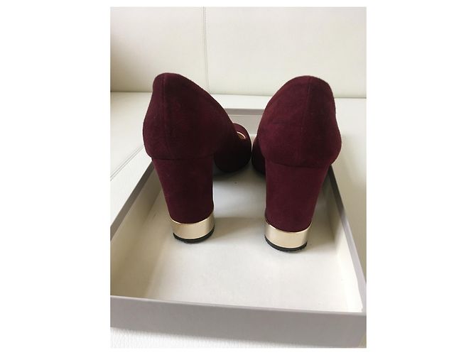 Autre Marque Pumps aus Hirschleder runde Kappe dunkelrot 9cm Absatz Bordeaux - Ansicht 2