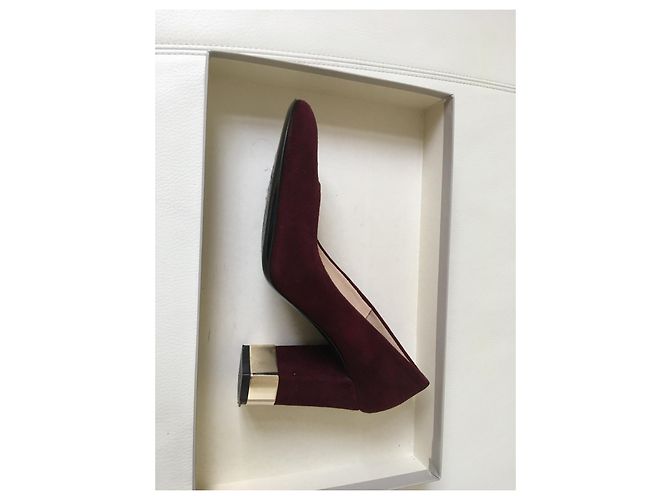 Autre Marque Pumps aus Hirschleder runde Kappe dunkelrot 9cm Absatz Bordeaux - Ansicht 3