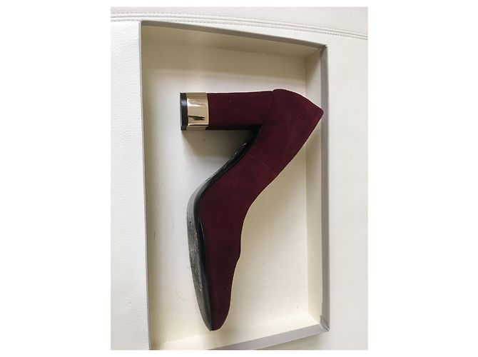 Autre Marque Pumps aus Hirschleder runde Kappe dunkelrot 9cm Absatz Bordeaux - Ansicht 4
