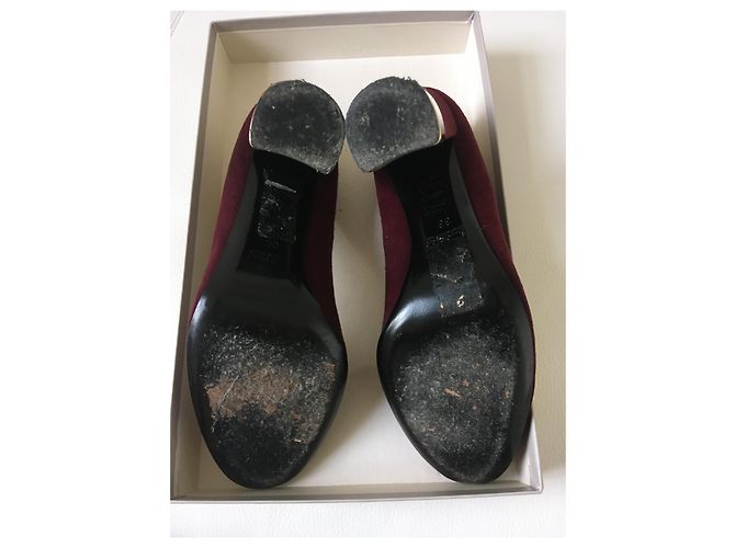 Autre Marque Pumps aus Hirschleder runde Kappe dunkelrot 9cm Absatz Bordeaux - Ansicht 5