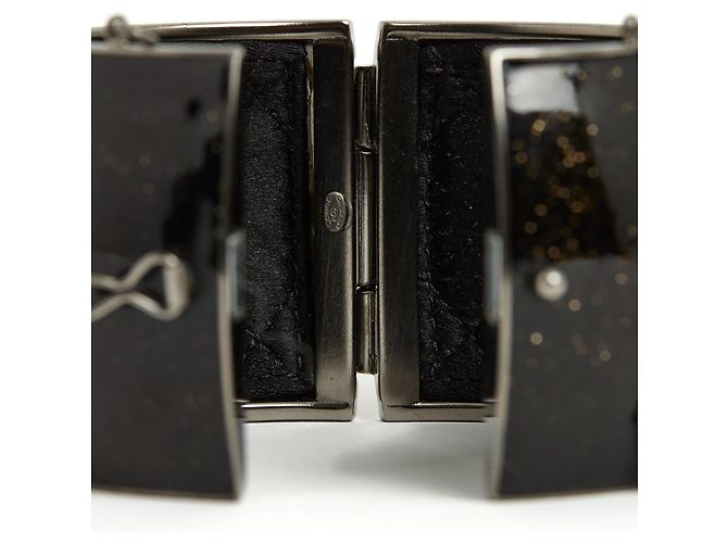 Bracciale manchette Chanel CC Tweed strass argento - vista 5