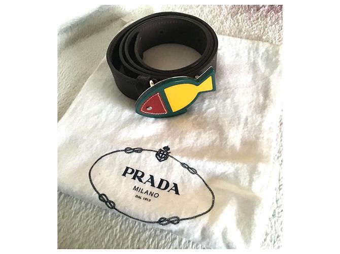 Prada Gürtel aus Leder Braun Multicolour 85 cm Mehrfarben - Ansicht 2