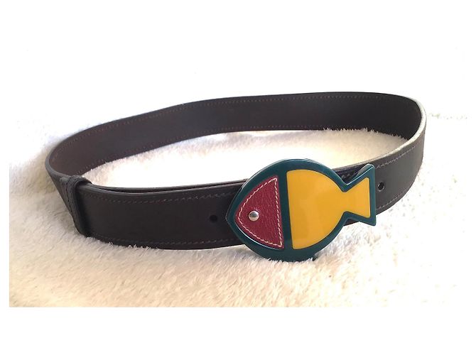 Prada Gürtel aus Leder Braun Multicolour 85 cm Mehrfarben - Ansicht 4