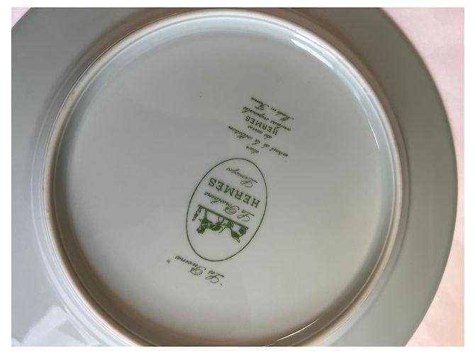Hermès 4 Porcelain “Les Pivoines” Plates Pink Green - view 20