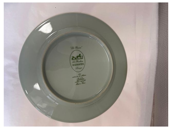 Hermès 4 Porcelain “Les Pivoines” Plates Pink Green - view 25