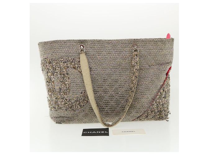 CHANEL Cambon Line Tragetasche Rosa Grau CC Auth am3204 Braun Pink - Ansicht 12