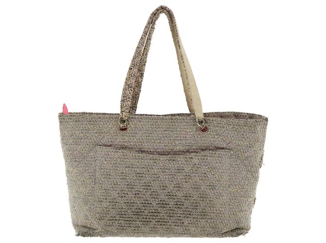 CHANEL Cambon Line Tragetasche Rosa Grau CC Auth am3204 Braun Pink - Ansicht 2
