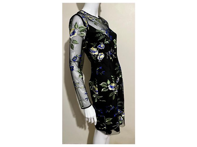 Diane Von Furstenberg Kleid aus DvF-Spitze mit Blumenmuster Schwarz Mehrfarben - Ansicht 2
