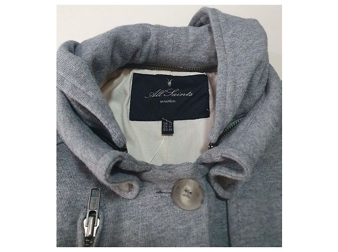 Chaqueta con capucha All Saints gris de algodón - vista 10