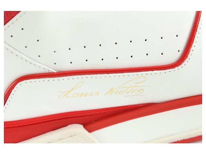 Louis Vuitton Herren 12 US Virgil Abloh High-Top-Sneaker in Weiß x Rot - Ansicht 3