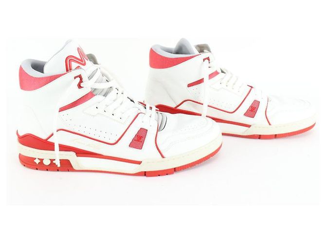 Louis Vuitton Herren 12 US Virgil Abloh High-Top-Sneaker in Weiß x Rot - Ansicht 6