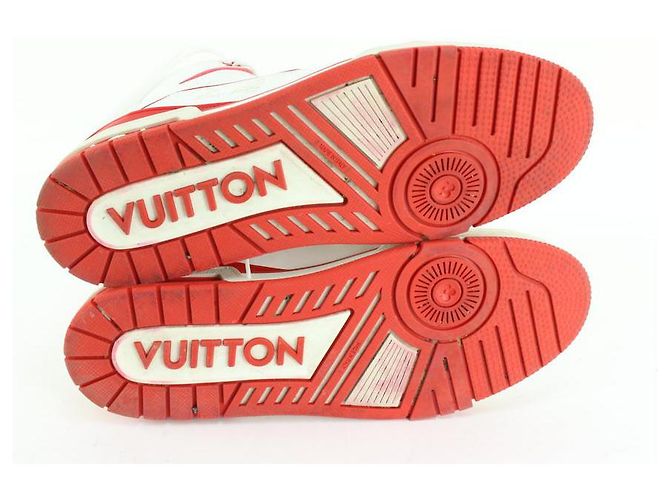 Louis Vuitton Herren 12 US Virgil Abloh High-Top-Sneaker in Weiß x Rot - Ansicht 7
