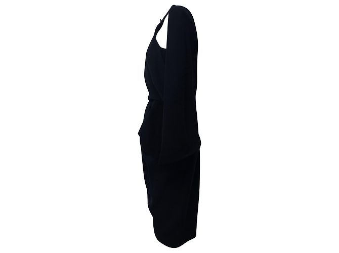 Balenciaga VESTIDO CAPA DRAPEADO CON ESPALDA BAJO EN POLIÉSTER NEGRO - vista 2