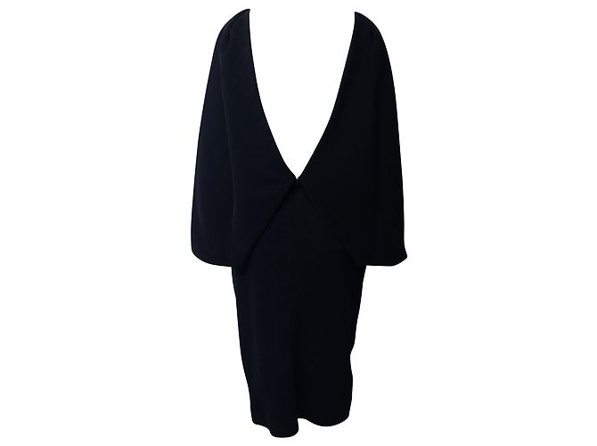 Balenciaga VESTIDO CAPA DRAPEADO CON ESPALDA BAJO EN POLIÉSTER NEGRO - vista 3