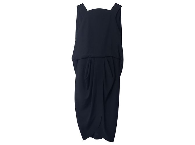 Balenciaga VESTIDO CAPA DRAPEADO CON ESPALDA BAJO EN POLIÉSTER NEGRO - vista 4