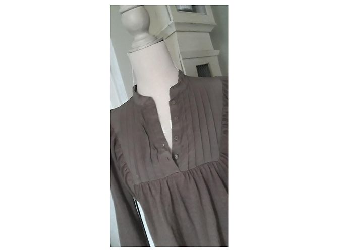 Bel Air Tunika Pullover aus Seide und Kaschmir Taupe - Ansicht 2