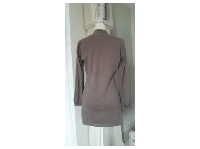 Bel Air Tunika Pullover aus Seide und Kaschmir Taupe - Ansicht 3