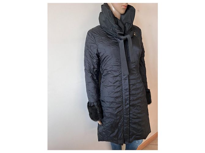 Plumífero Blumarine negro con mangas de piel real - vista 2