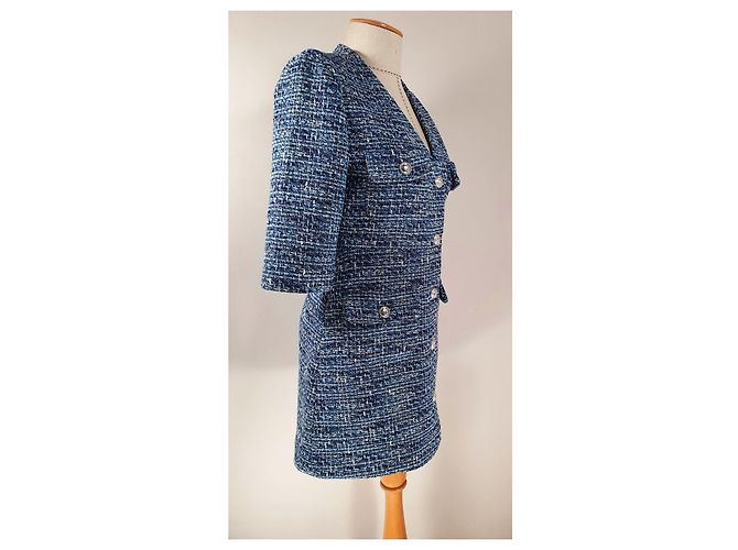 Maje Kleid aus blauem Tweed Größe 40 - Ansicht 3