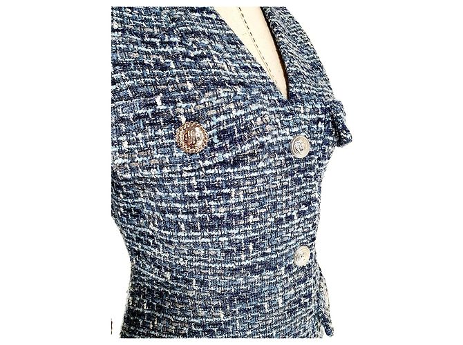 Maje Kleid aus blauem Tweed Größe 40 - Ansicht 4