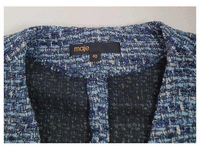 Maje Kleid aus blauem Tweed Größe 40 - Ansicht 8