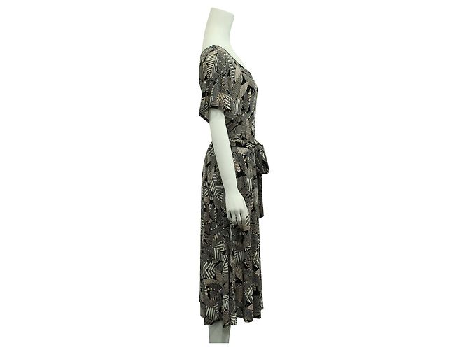 Ann Taylor Kleid mit schwarzem und cremefarbenem Muster - Ansicht 4