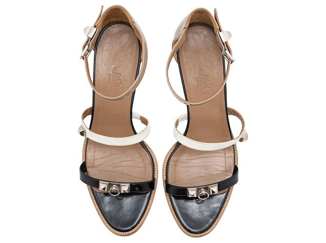 Kelly Hermès Sandalo Eve in pelle tricolore Marrone - vista 3