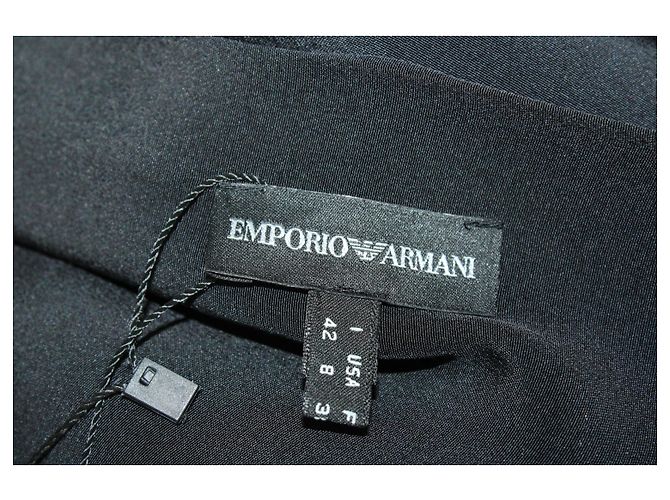 Emporio Armani Vestido de Seda Negro con Detalle de Perlas - vista 5