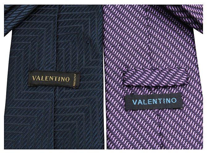 Valentino Conjunto de Gravatas: Padrão Azul Marinho e Roxo - vista 2