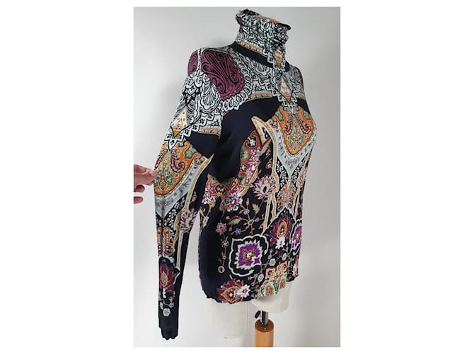 Etro Wolle Top Bluse Mehrfarbig Mehrfarben - Ansicht 3