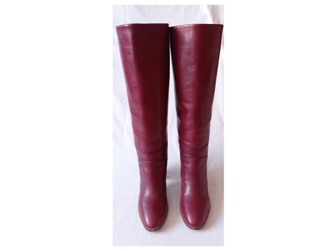 Botas Chloé de cuero rojo oscuro Burdeos - vista 2