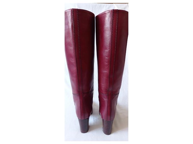 Botas Chloé de cuero rojo oscuro Burdeos - vista 4