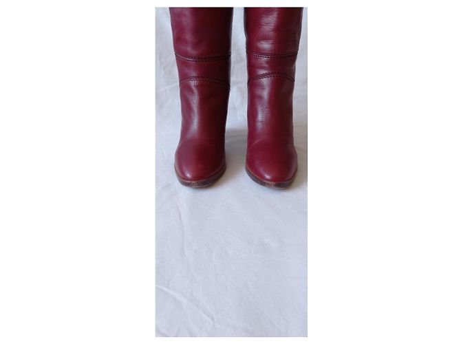 Botas Chloé de cuero rojo oscuro Burdeos - vista 6