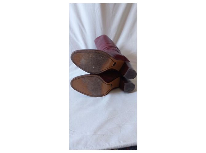 Botas Chloé de cuero rojo oscuro Burdeos - vista 7