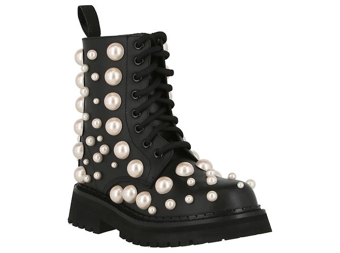 Moschino Botas militares de cuero perlado - vista 2