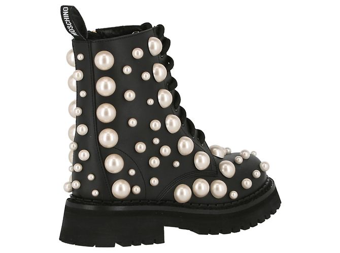 Moschino Botas militares de cuero perlado - vista 3