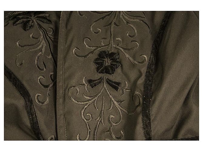 Ebène by Assuline Ebene by Patrick Assuline Black Embroidered Rabbit Fur Collar Cuff Jacket size 2 - view 6