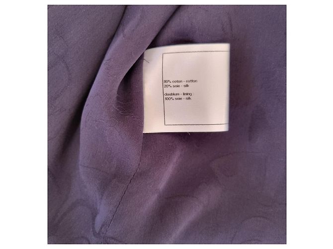 Traje T de algodón/seda azul medianoche de CHANEL44 como nuevo + funda Azul marino - vista 8