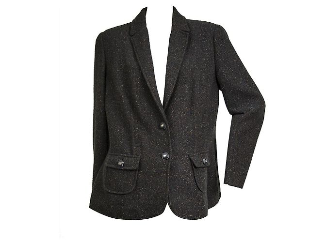 Luisa Spagnoli  Blue Wool Silk Blend Fitted Two Buttons Blazer jacket size 48 - view 6