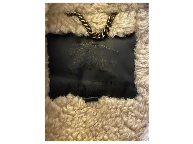 Abrigo Burberry de borrego rizado y piel beige - vista 11