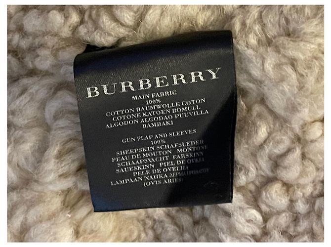 Abrigo Burberry de borrego rizado y piel beige - vista 3