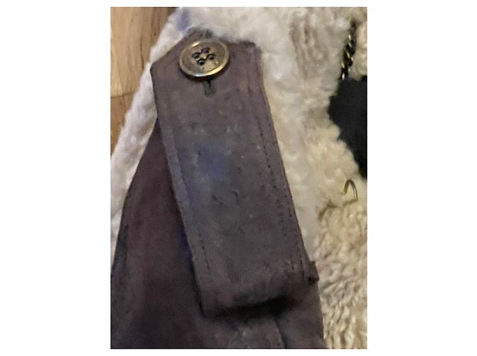 Abrigo Burberry de borrego rizado y piel beige - vista 9