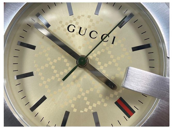 GUCCI Table Clock Brown Cream Table Watch with Box Full Set Clock - view 2