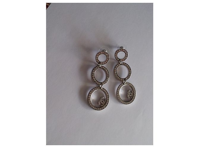 Orecchini pendenti Chanel con cristalli Swarovski argentati Argento - vista 5