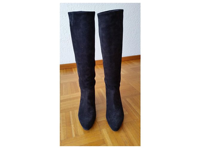 Botas Miu Miu de ante negras Talla 39 Negro - vista 2